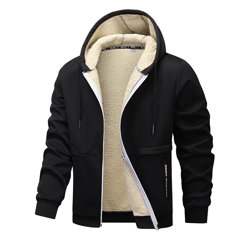 Cotton jacket men's autumn and winter new artificial wool jacket outdoor sports and leisure thick warm hooded jacket