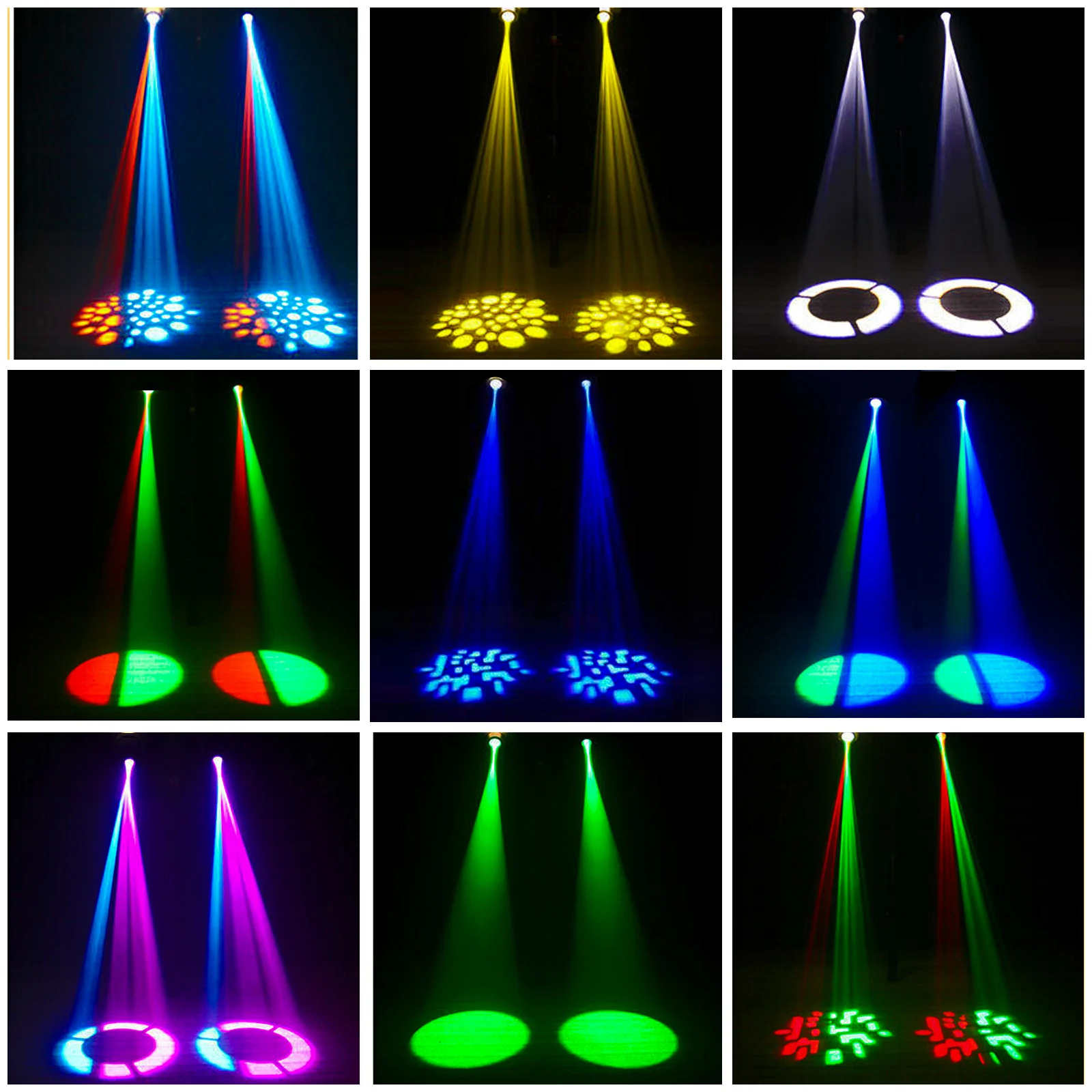 Yiflamefly 60W Luci da palcoscenico a testa mobile 7 Gobos 7 colori Luci DJ con telecomando Faretto con fascio DMX per matrimoni DJ Disco Party