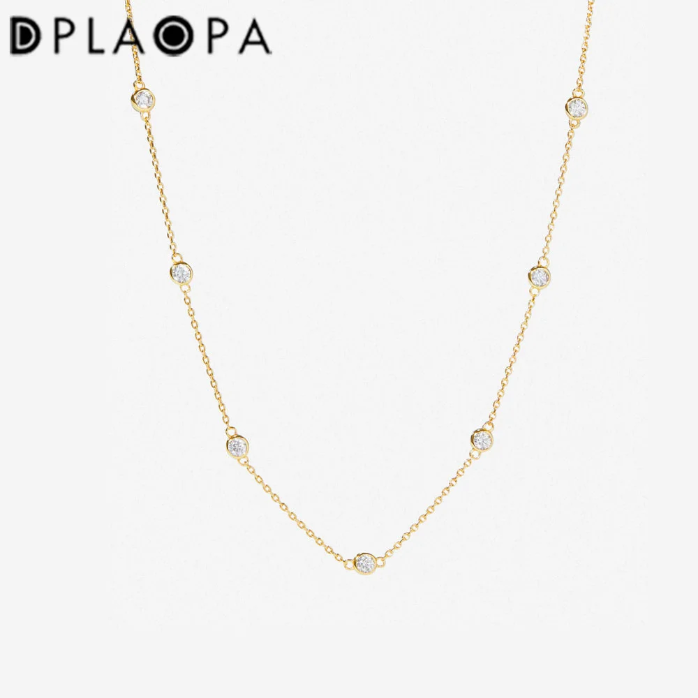 DPLAOPA 925 Sterling Silver Dainty Zircon CZ Charm Choker Necklace Long Chain Luxury Fine Jewelry 2022 Wedding Crystal Jewels