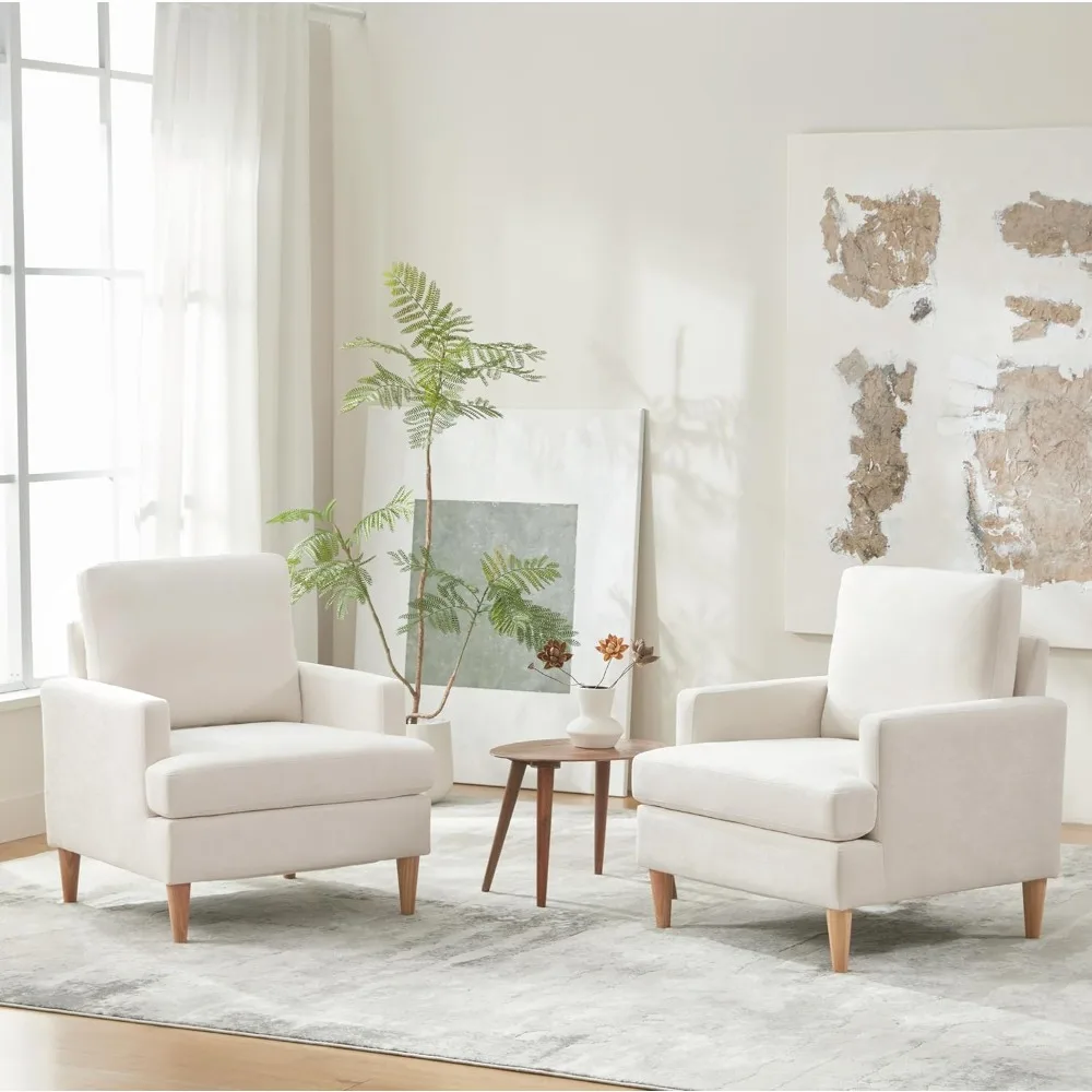 

Mid-Century Accent Chairs Set of 2, Modern Upholstered Polyester Armchairs for Living, Customized