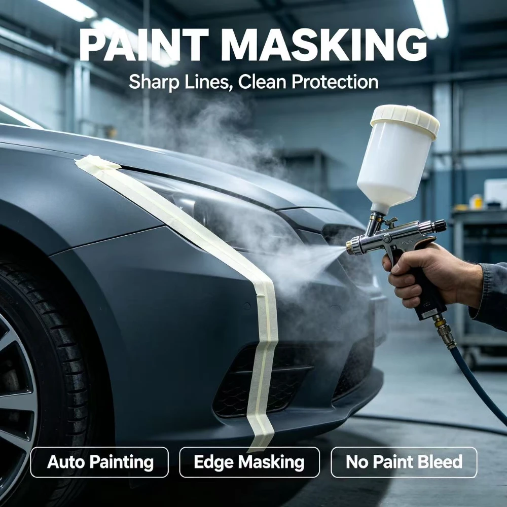 Automotive & Home Use Masking Tape, Residue-Free Tape for Spray Paint and Home Painting