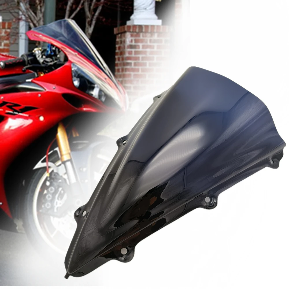 Abs fumaça preto duplo bolha windscreen acessórios windshield defletor de vento para yamaha yzf r1 yzfr1 2004 2005 2006
