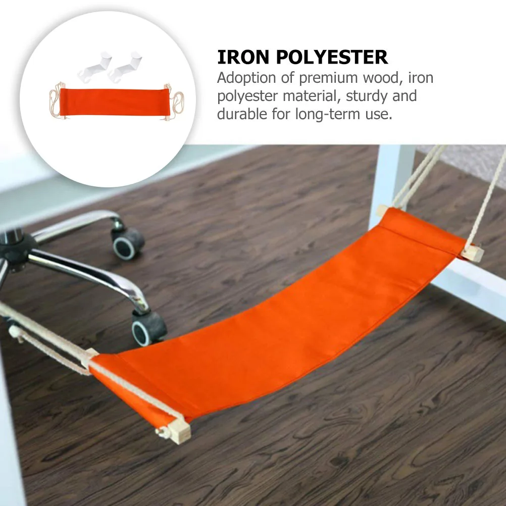 

Premium Wood Iron Polyester Foot Hammock Under Desk Foldable Office Home Footrest Comfort Hanging Portable Comfy Foot Hanger