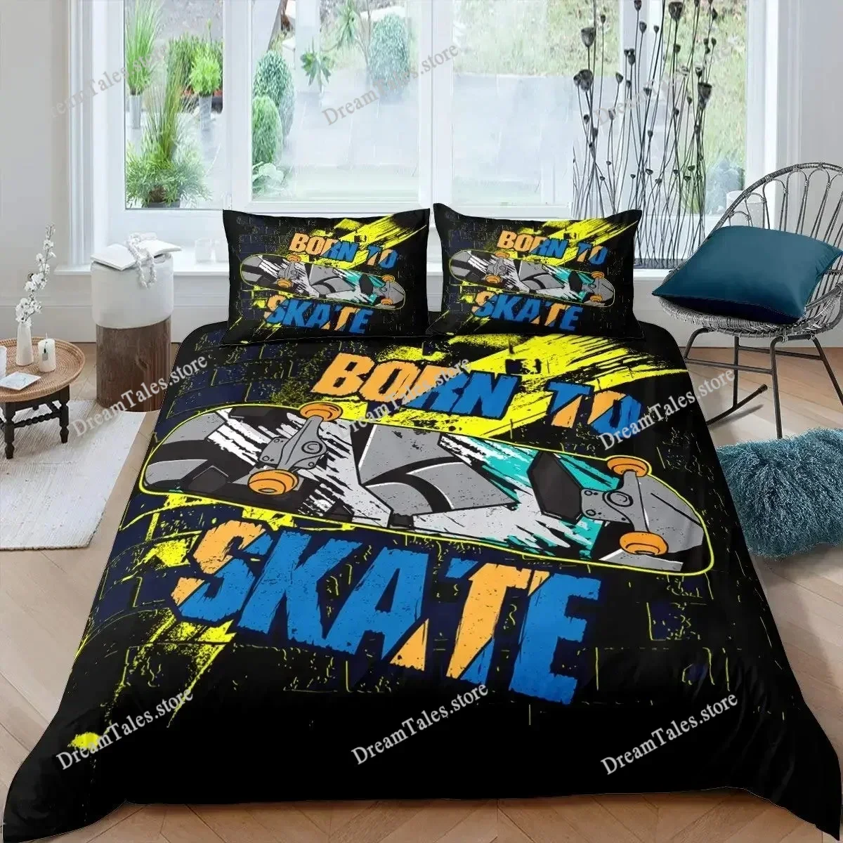 Skateboard Graffiti Art Bedding Set Single Twin Full Queen King Size Bed Set Aldult Kid Bedroom Duvetcover Sets Bed Sheet 2025