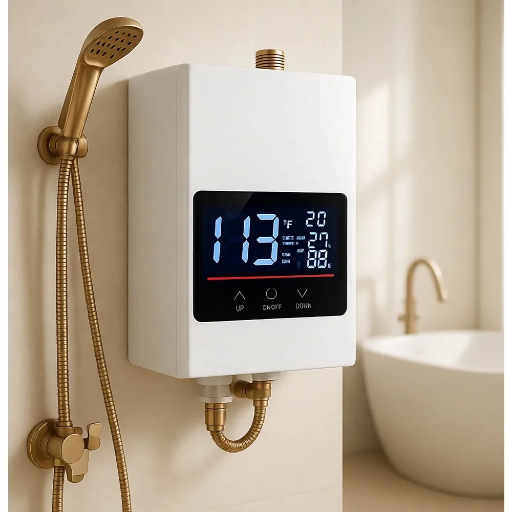 

Электрический проточный водонагреватель 2026 года, обновленная модель, 110В, под раковину, мгновенный нагрев по требованию, для кухни и ванной, 3000Вт, белый