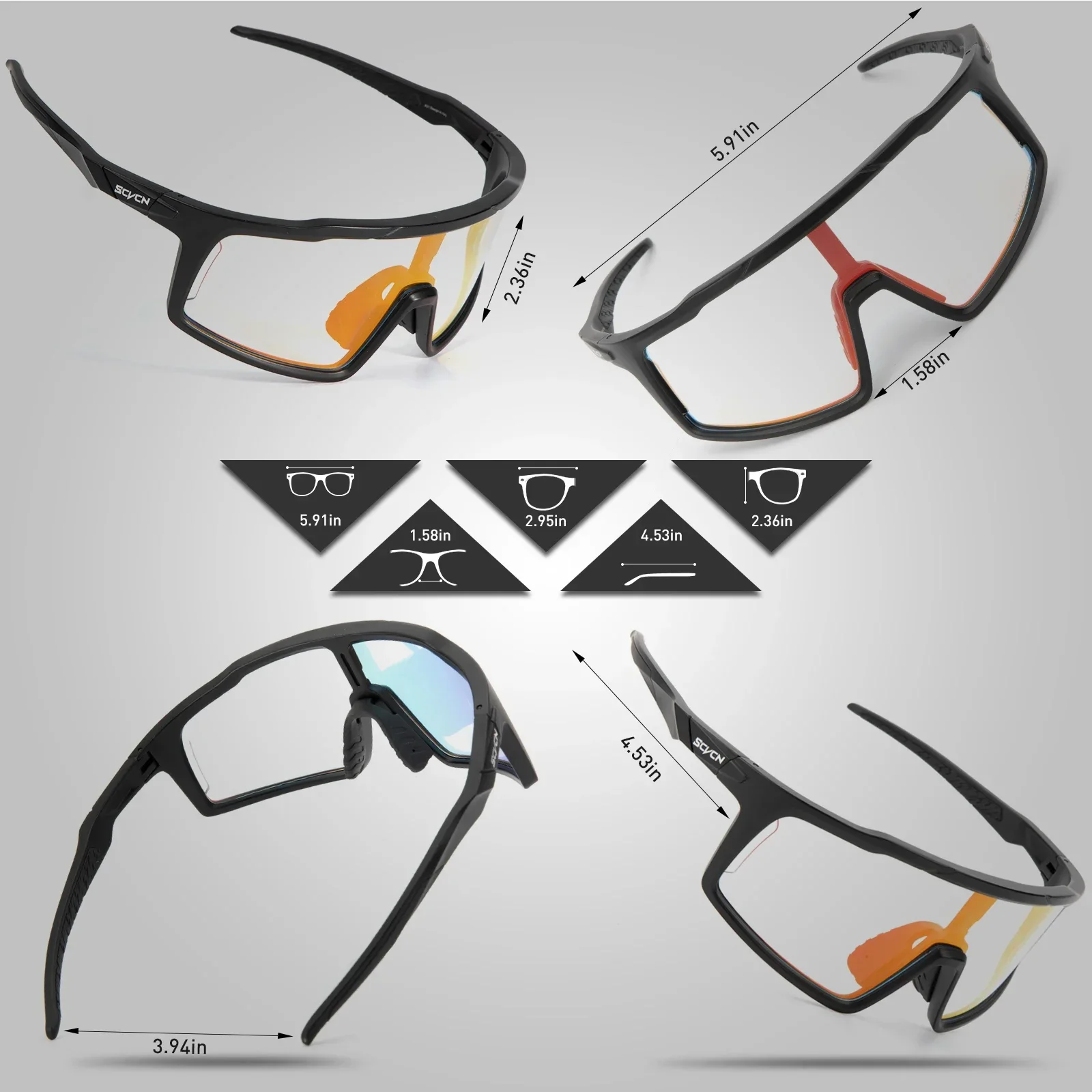 SCVCN Red Photochromic Glasses Bicycle Blue Glasses Sports Men Sunglasses MTB Road Bike Eyewear for Women Cycling Goggles Racing