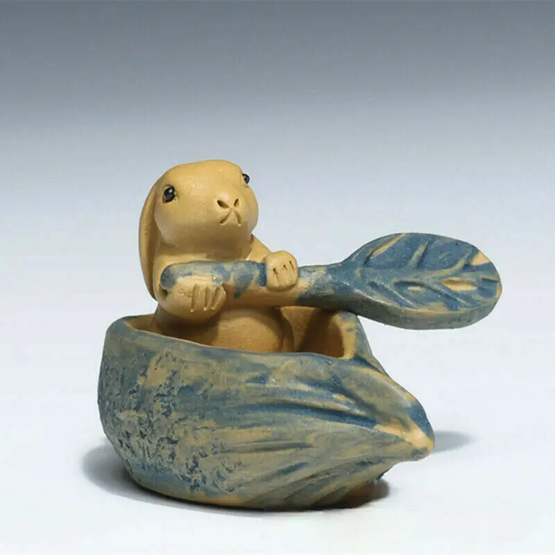 

China Yixing Zisha Pottery Duan Clay Animal Zodiac Rabbit Tea Pet Statue