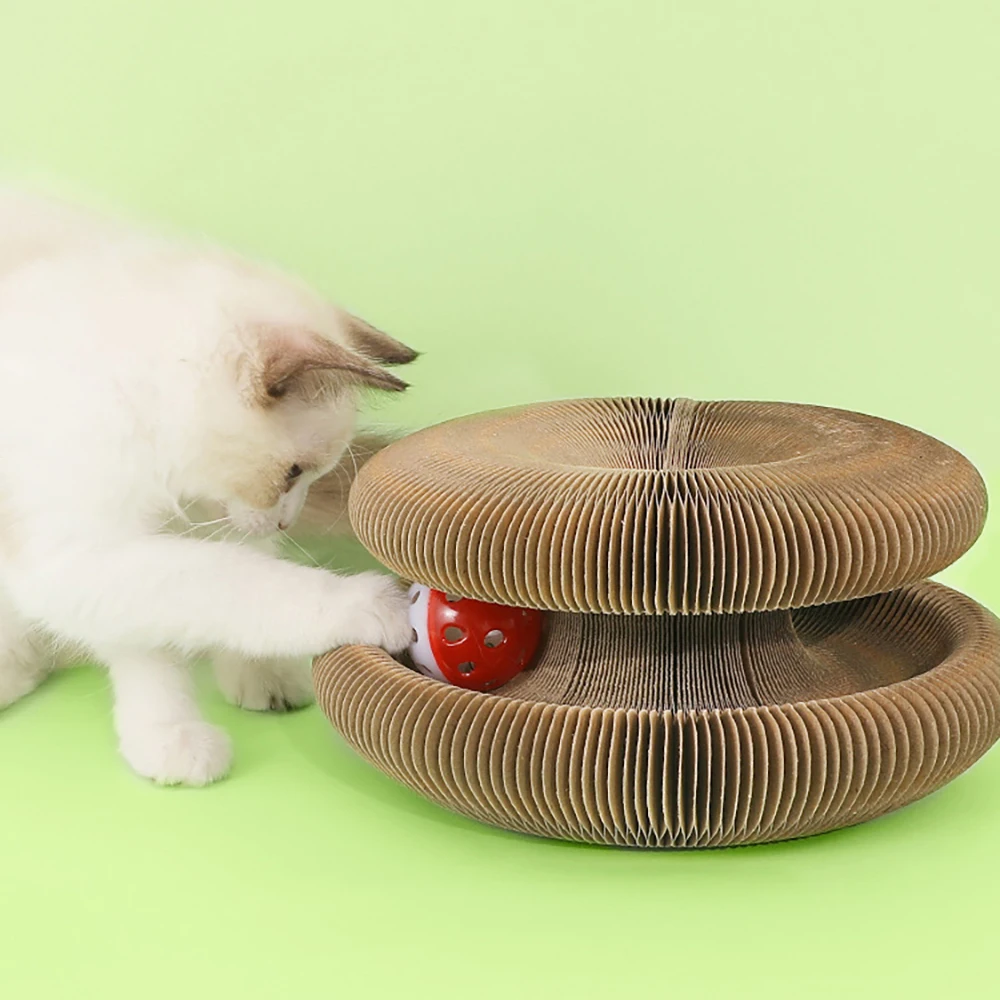 Brinquedos para gatos bola mágica transformação de órgão papel ondulado placa de arranhar para gatos produtos para animais de estimação de papel de