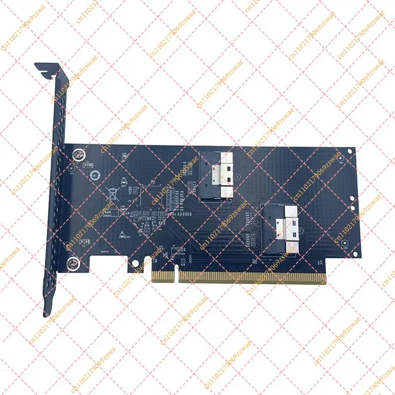 PCIe 5.0 x16 to Dual SlimSAS 8i (SFF-8654) Riser Card Kit with 6-Pin Power