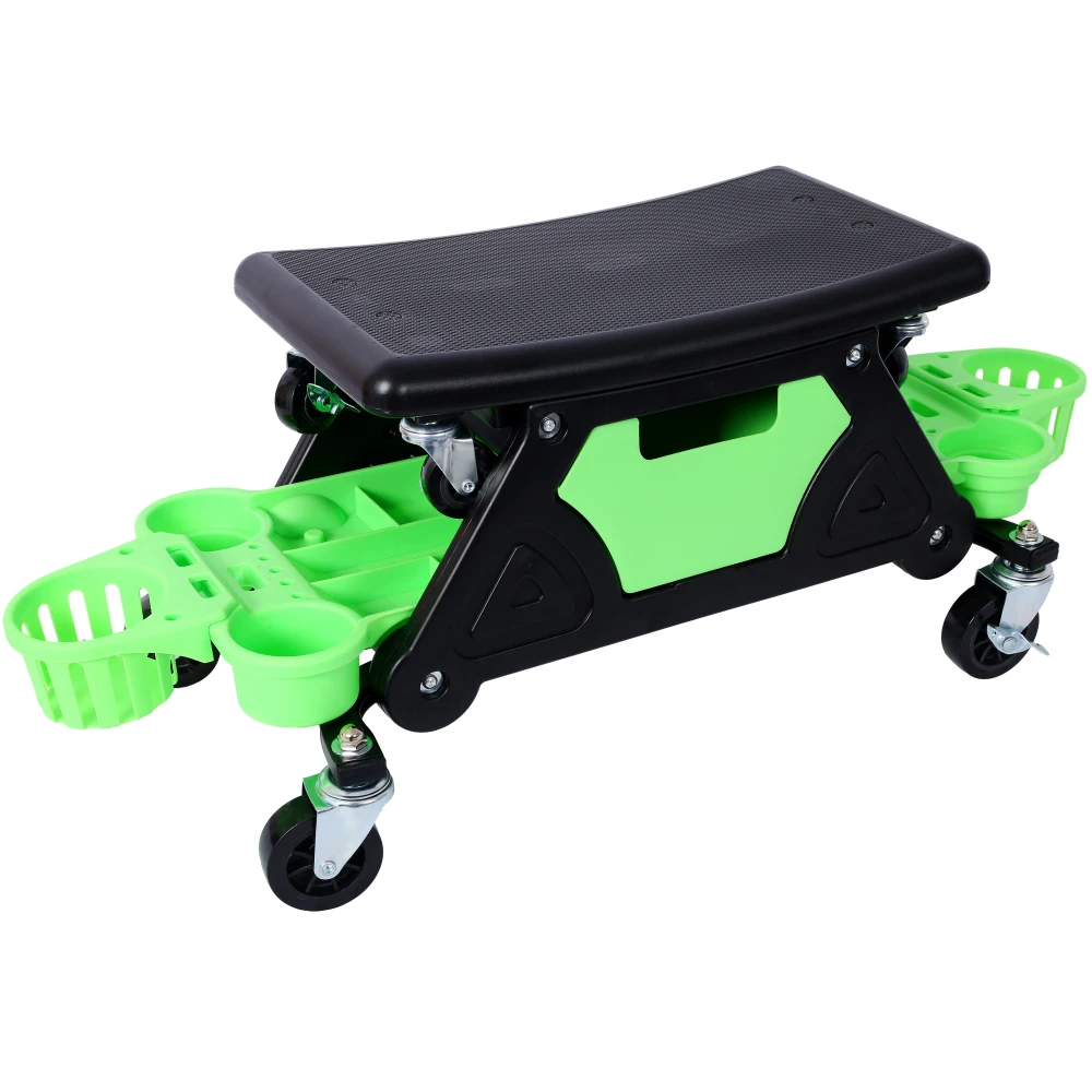 

Rolling Mechanic Stool with Wheels: Removable Tool Trays,300Lbs Capacity for Garage/Home