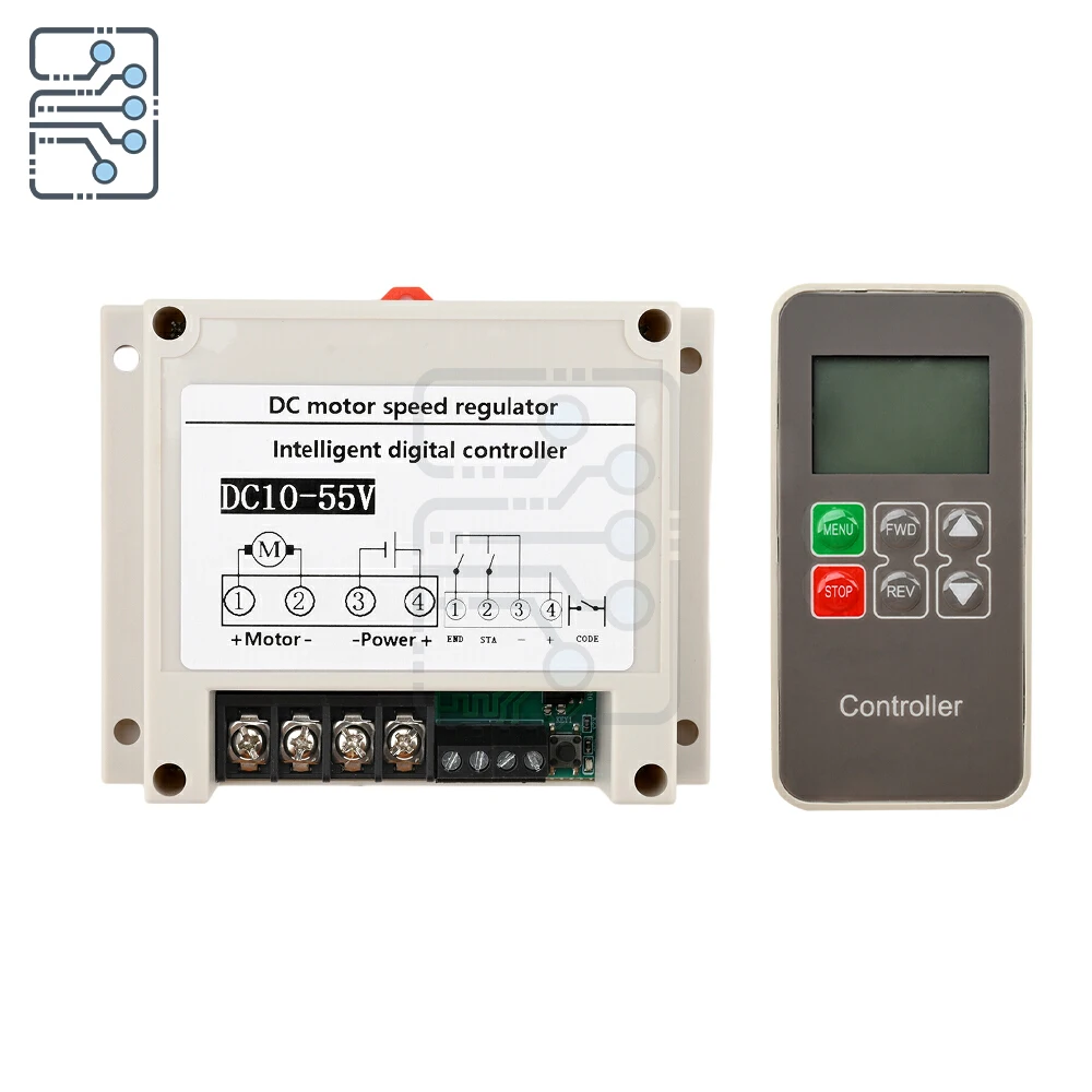 DC 10-55V 30A brushed motor controller supports voltage and current monitoring display built-in remote control receiver module