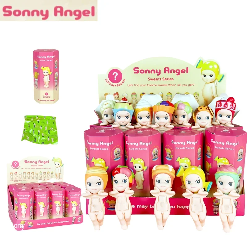 12pcs Sonny Angel กล่องตาบอด Angel Sweets Series อะนิเมะตัวเลขเดสก์ท็อปเครื่องประดับตุ๊กตาเด็กของขวัญวันเกิดคัดลอกรุ่นของเล่น