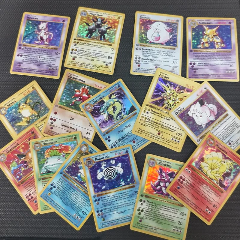 DIY Mewtwo Chansey Alakazam Charizard Zapdos PKM Base Set 1999 Cards Classic English Trading Game Card Collectible Boys Gift Toy