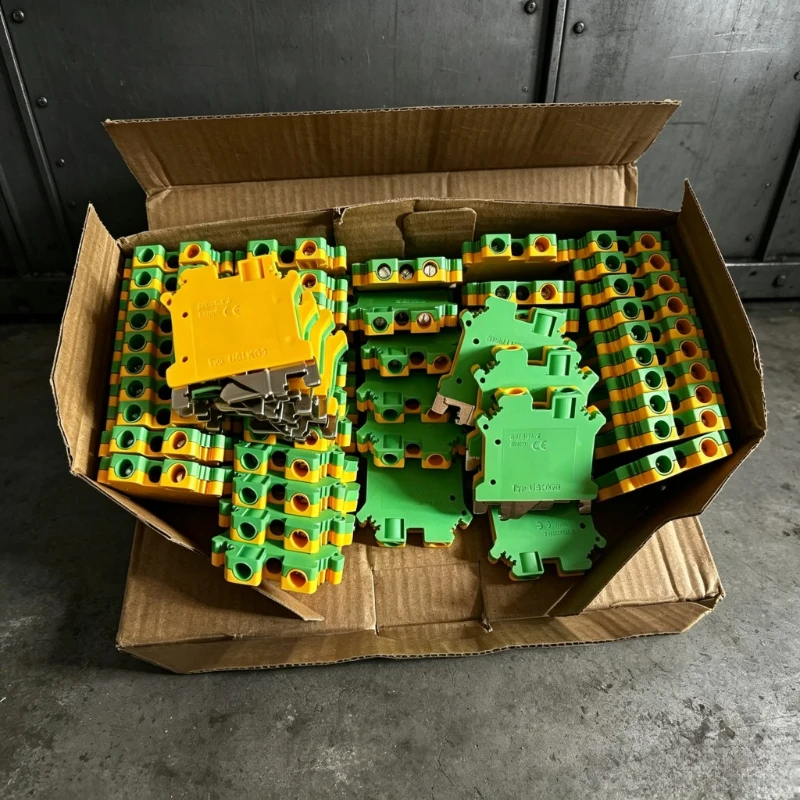 Two-color 10Pcs USLKG-2.5/3/5/6/10N Terminal Blocks Ground Wire Connector UK 34A-101A Track  Copper Conductor Electronic Wiring