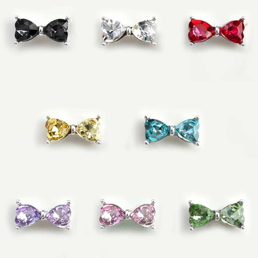 10 قطعة ربطة القلب مسمار الفن السحر الملونة K9 الزجاج كريستال الماس والمجوهرات الأحجار الكريمة الفرنسية سوبر تألق سبيكة مسمار الديكورات