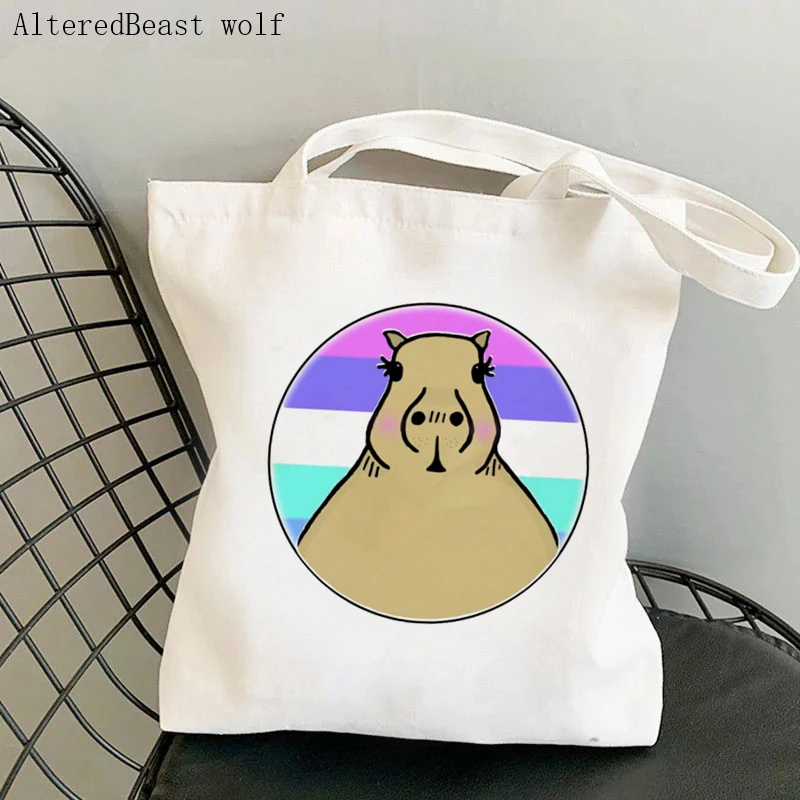 Borsa Shopper da donna Capybara carina In orgoglio pomosessuale borsa LGBT borsa Shopper In tela Harajuku borsa da ragazza borsa a spalla Tote borsa da donna