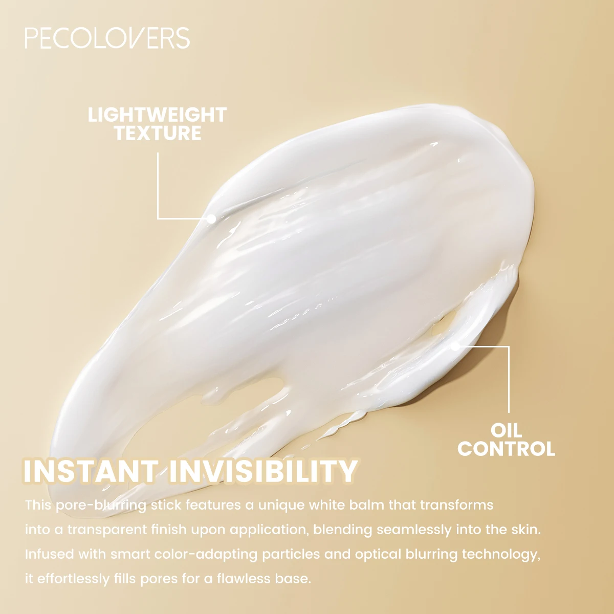 1pc finition impeccable pores invisibles apprêt pour le visage-fond de teint en bâton de finition mate longue durée et contrôle de l'huile, Texture lisse