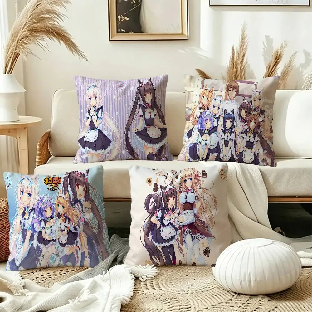 Anime Kawaii Girl Nekopara Maple Design Cushion Cover Happy Autumn Harvest decor Holiday Decorati Pillow Cover