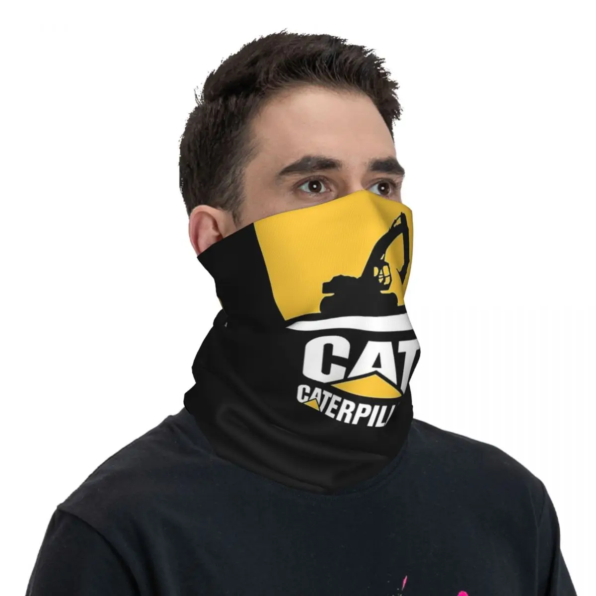 Bandana de logotipo Cat-Caterpillar para homens e mulheres, capa de pescoço, lenço facial impresso, máscara facial multifuncional, caminhadas e pesca, à prova de vento, adulto