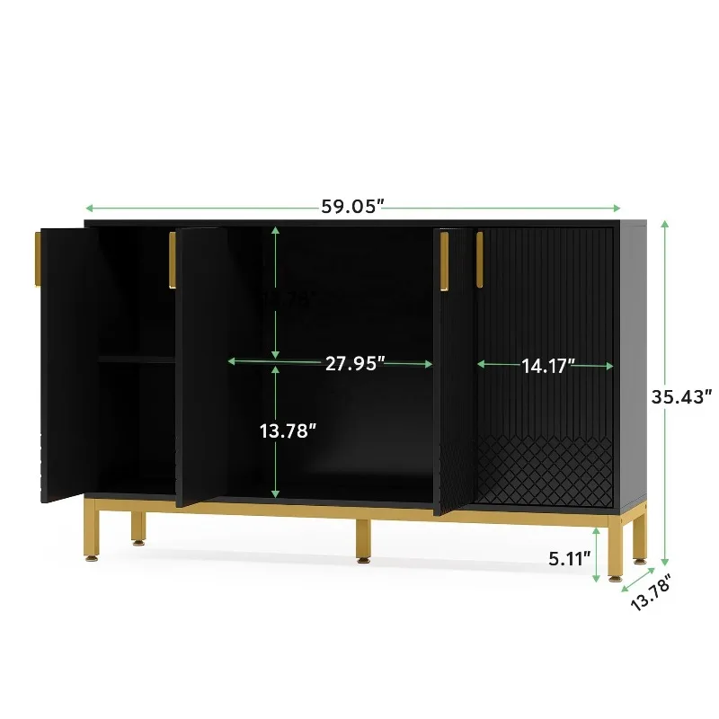 Modern Locker, 59 Console Cabinet, Sideboard, Buffet Cabinet with 4 Doors, Entrance Cabinet Furniture