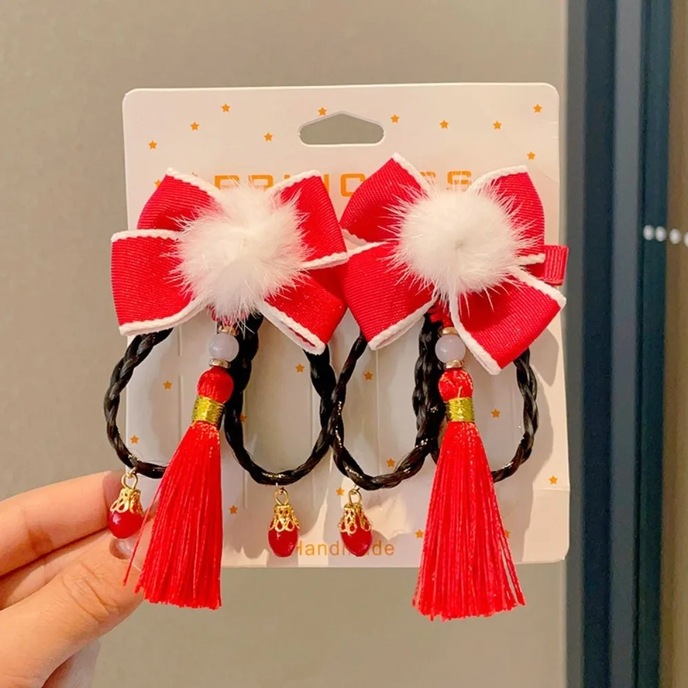 

Cloth Chinese Tassel Fan Hairpin Tassels Flower Japanese Kimono Headwear Bow Girl Hair Accessories New Year Bow Hairpin