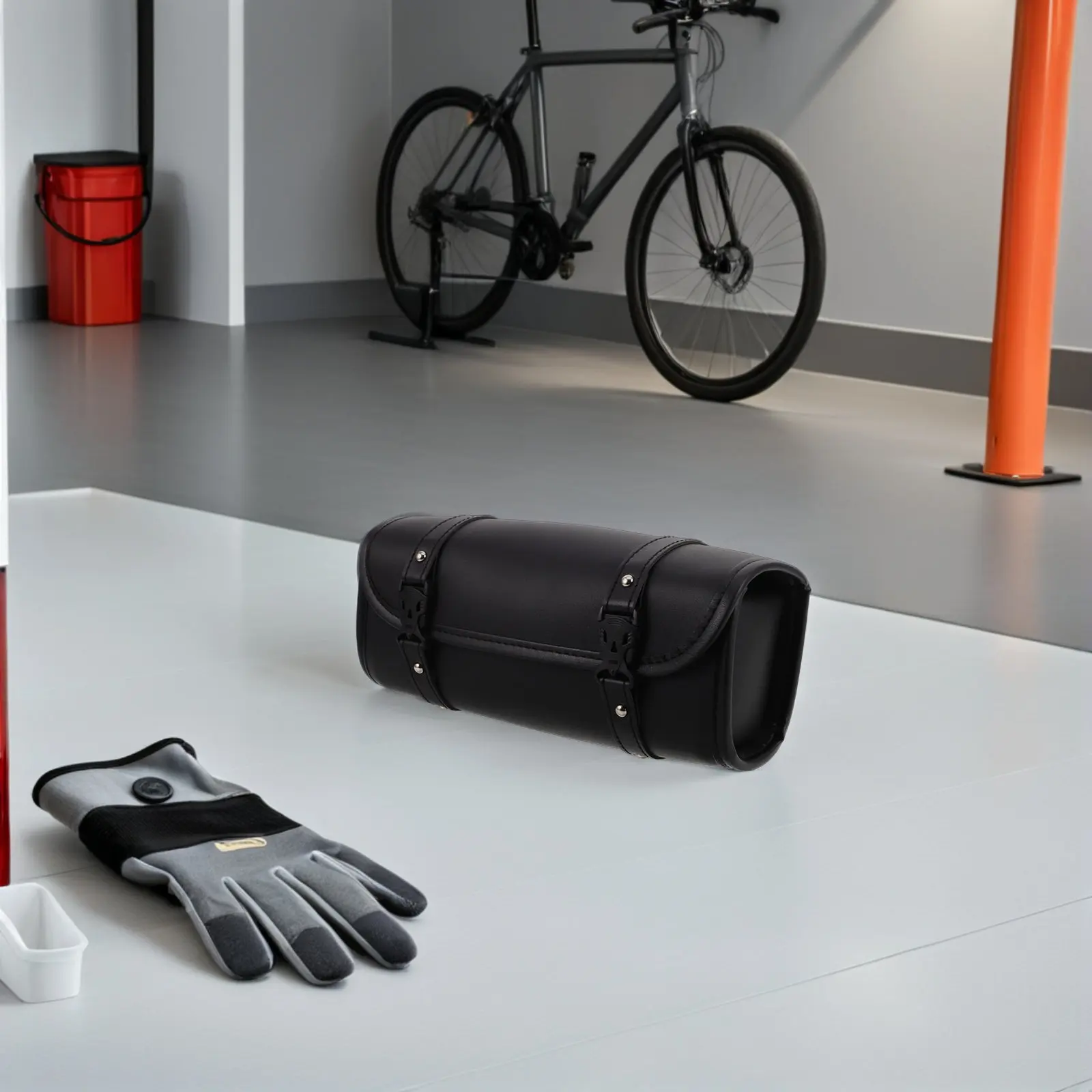 Vintage Waterproof Motorcycle Handlebar Bag Cylindrical Large Capacity Tool Pouch for Electric Scooter Bike Outdoor Commute