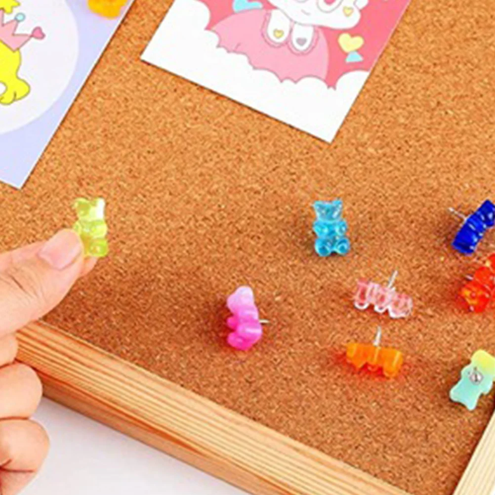 

30Pcs Creative Bear Shaped Thumbtacks Multi-Function Pushpins Office Home Accessories Map Supplies Decor