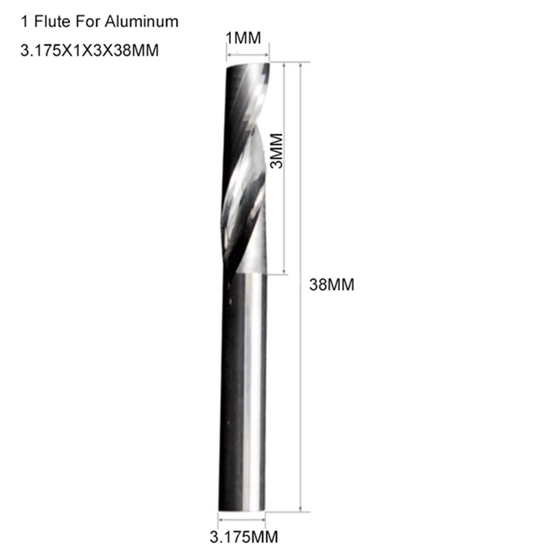 1Pcs 5A 3.175/4/5/6/8mm Single Flute Milling Cutters for Aluminum CNC Tools Solid Carbide Aluminum Composite Panels WoodWorking