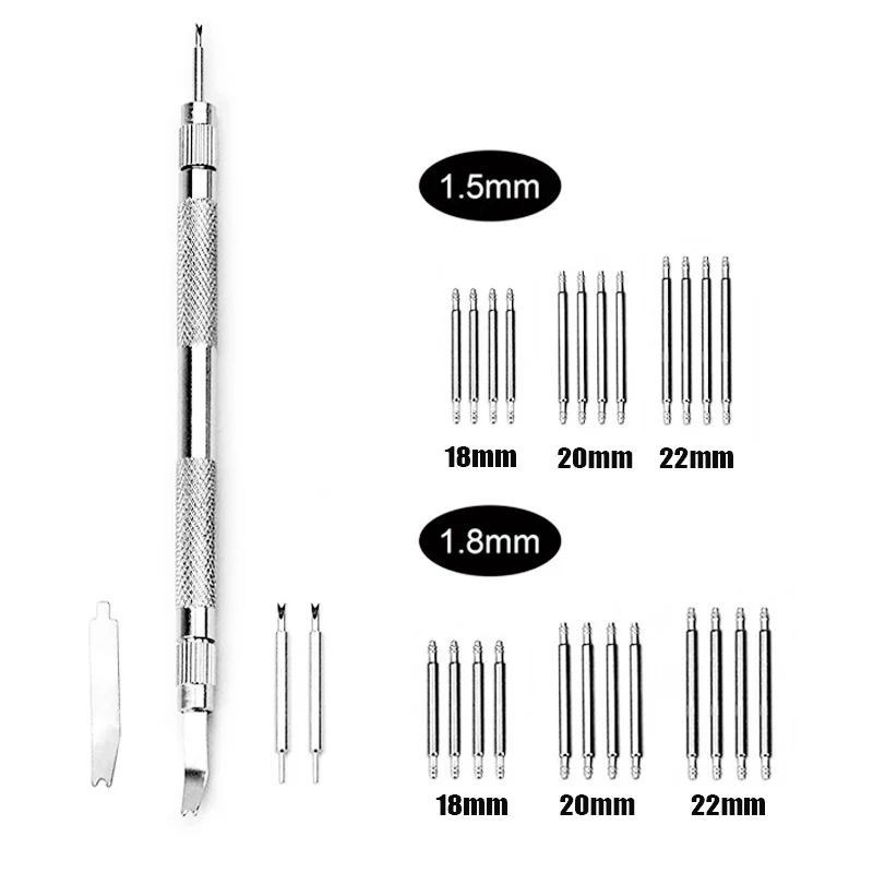 Double-ended Watch Repair Fork Watch Strap Repair Disassembl Tools With 24PCS 22mm 20mm 18mm Spring Bar Watch Repair Tool
