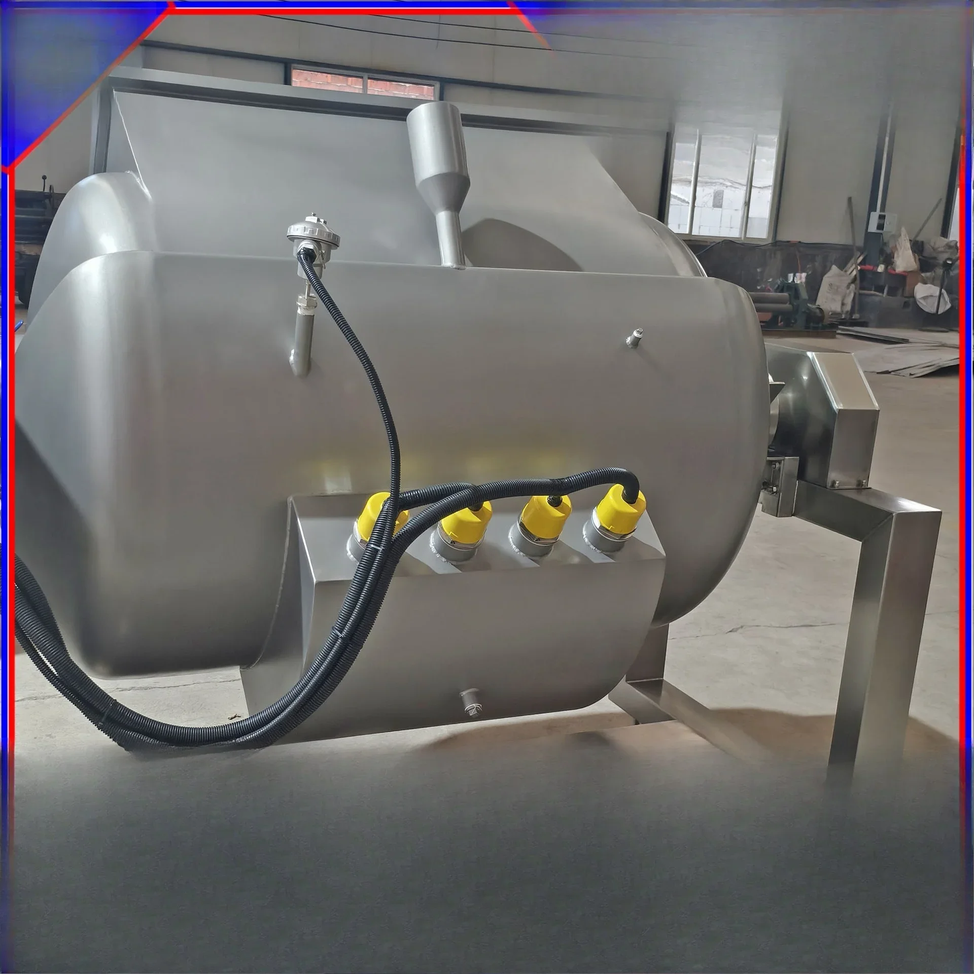 Panela interlayer de mistura de eixo horizontal a vácuo, panela de agitação e fervente