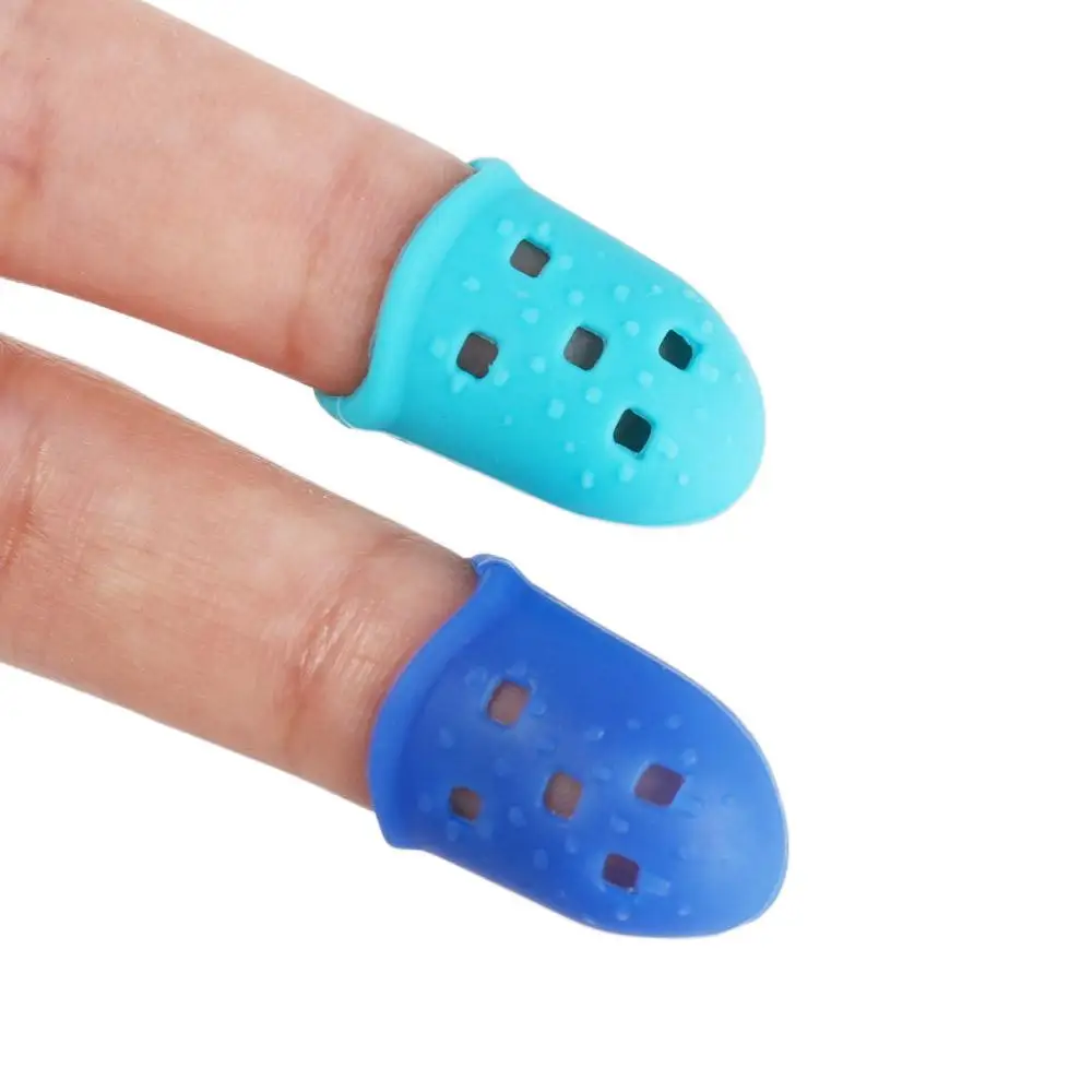 4pcs/set Non-Slip Guitar Fingertip Protectors Solid Color Rubber Thimble Silicone Finger Guards DIY Craft Glove