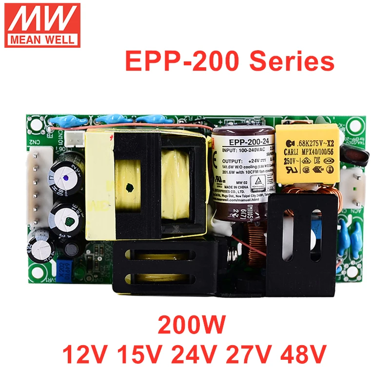 MEAN WELL PCB Style EPP-200 Series 200W AC-DC Module Type Power Supply with PFC Function 12V 15V 24V 27V 48V