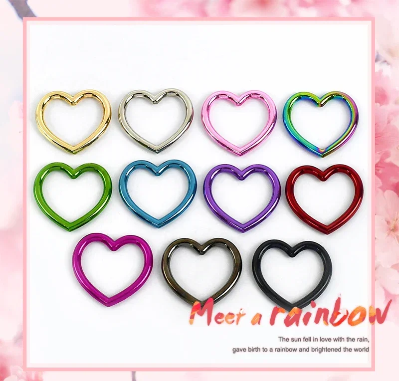 4/10/20 Stück Herz Metallringe Schnallen für Taschengurt Gurtband O-Ring Schnalle Handtasche Kette Hakenverbinder DIY Hardware-Zubehör – Detail 1