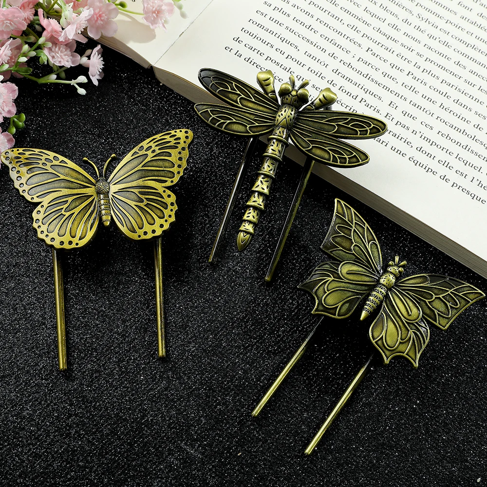 Vintage Butterfly Dragonfly Book clip -Quality Bronze Metal Bookmarks,Reading Office Writing Gifts for BookLovers