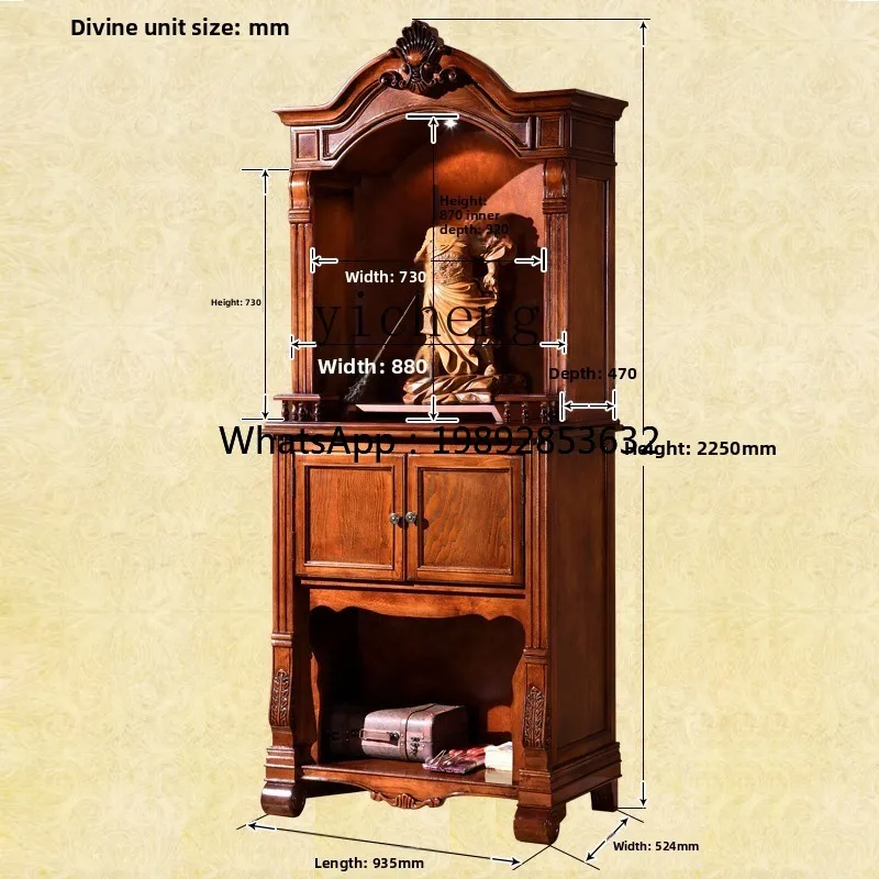 

solid wood carving flower raised vertical cabinet display cabinet household Buddha statue offering