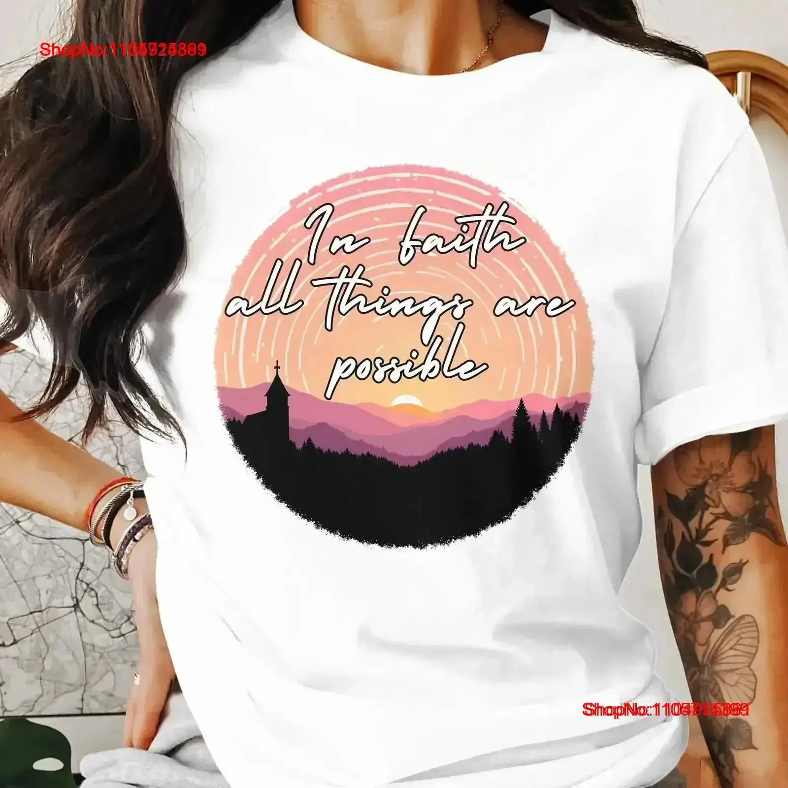 Inspirational Christian T Shirt Faith Based Motivational Church Apparel All Things Are Possible Religious GifT vintage Washed