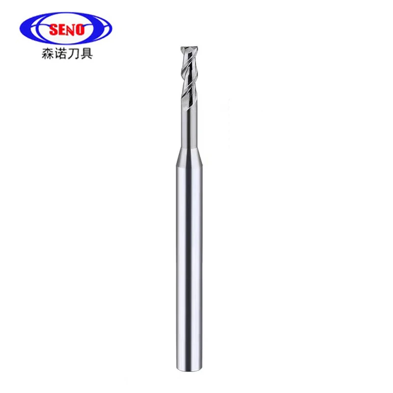 SENO HRC55 Aluminum Carbide End Mill  Rib Processing Cutter CNC Deep Long Neck Small Diameter Endmills 2 Flutes Milling R0.3 R1