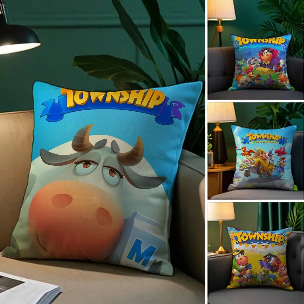 

Kwaii Anime T-Township Pillow Case Custom Printed Brushed Fleece Pillow, Baby Skin-Touch, Eco-Friendly Dye-Sublimation Cushion f