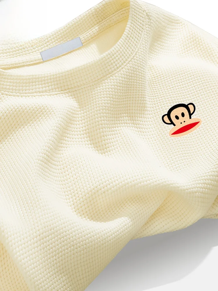 

Long Sve Monkey Print Base irt Men's Spring Faion Inner Wear T-irt Breathable Polyester Blend Casual Top