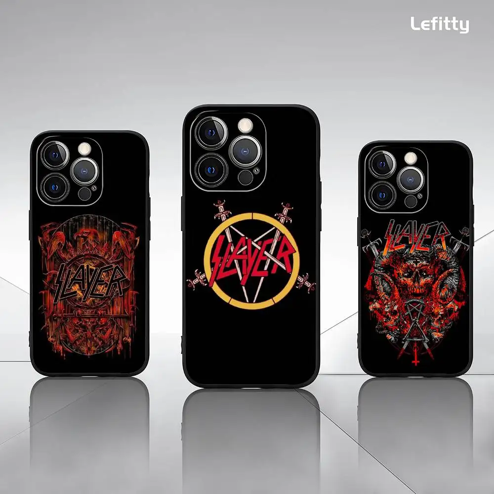 

Classic Heavy Metal S-SlaYer Phone Case For iPhone 16 15 14 13 Pro Max Plus Mini Frosted Soft Shell Funda Shockproof Cases
