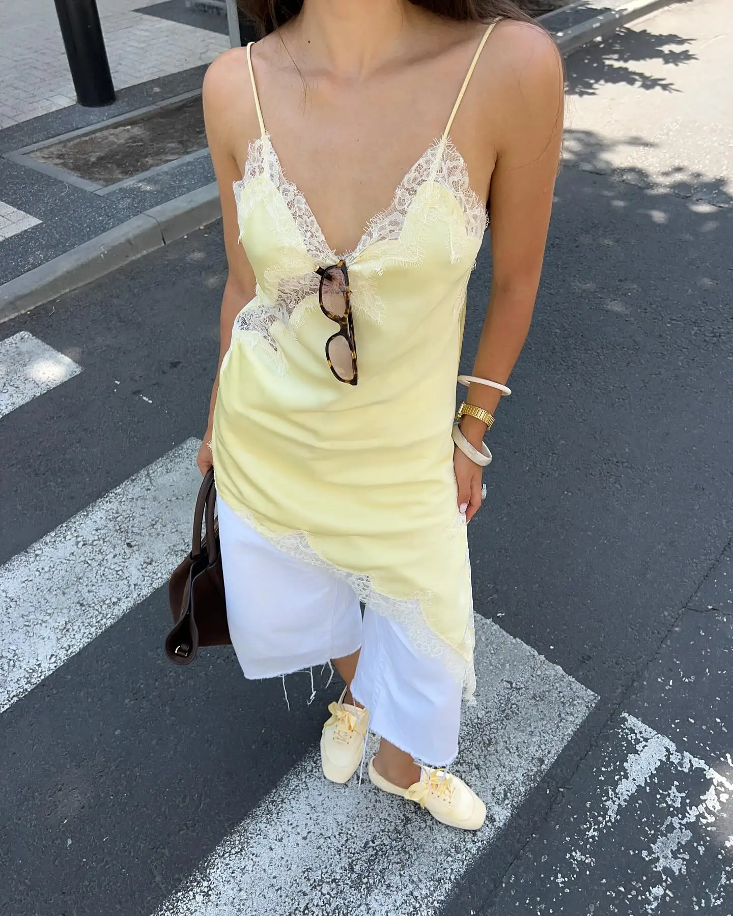 New Satin Lace Splicing Sling Dress Women Elegant Irregular Hem V Neck Backless Sleeveless Gown Chic Women Party Club Vestido