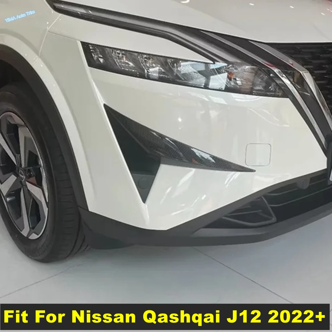 

For Nissan Qashqai J12 2022 2023 Carbon Fiber Look Car Front Fog Lights Lamp Eyebrow Decor Strip Cover Trim Exterior Accessories