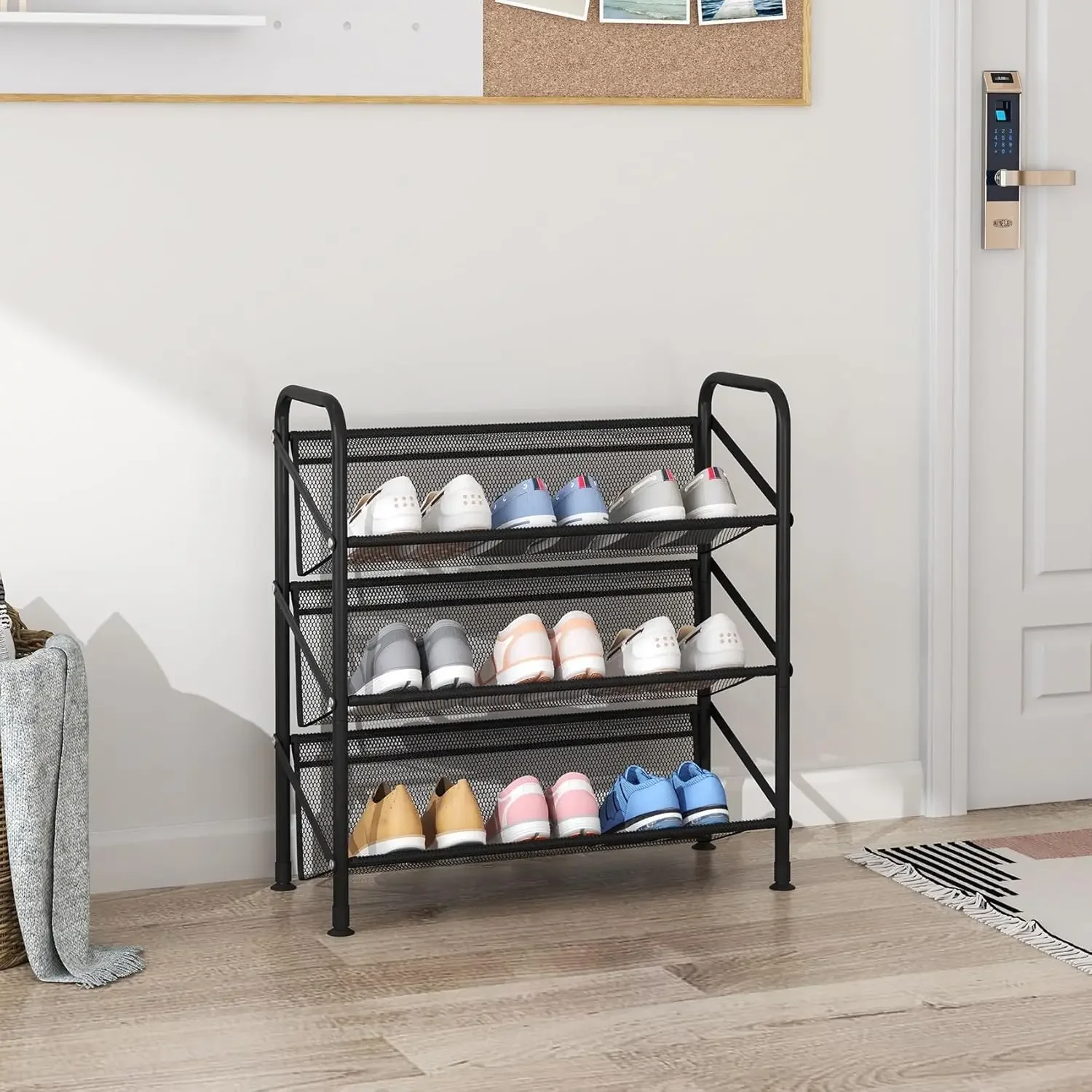 Shoe rack for closet Mesh fabric narrow Metal shoe racks, Small Shoe Storage Organizer Shelf for Entryway, Hallway, Dorm