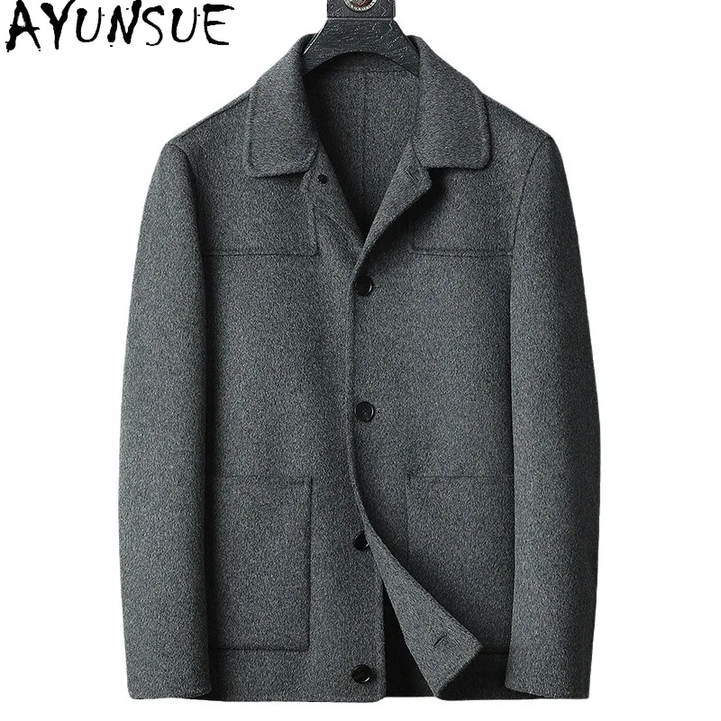 

AYUNSUE 70% Wool Jacket Men Winter Clothes Double-sided Wool & Blends Coat Business Casual Mens Coats Slim Fit Casaco Masculino
