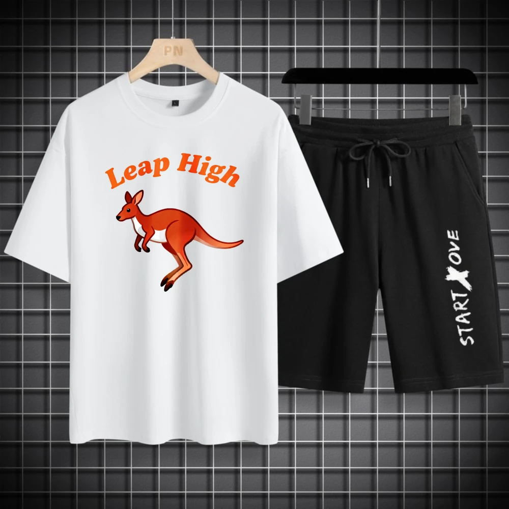 Men's T-shirts Sets Short Sleeve+ Shorts Fashion sweat suit Breathable Polyester Men's sweatshirt set Summer drip clothing