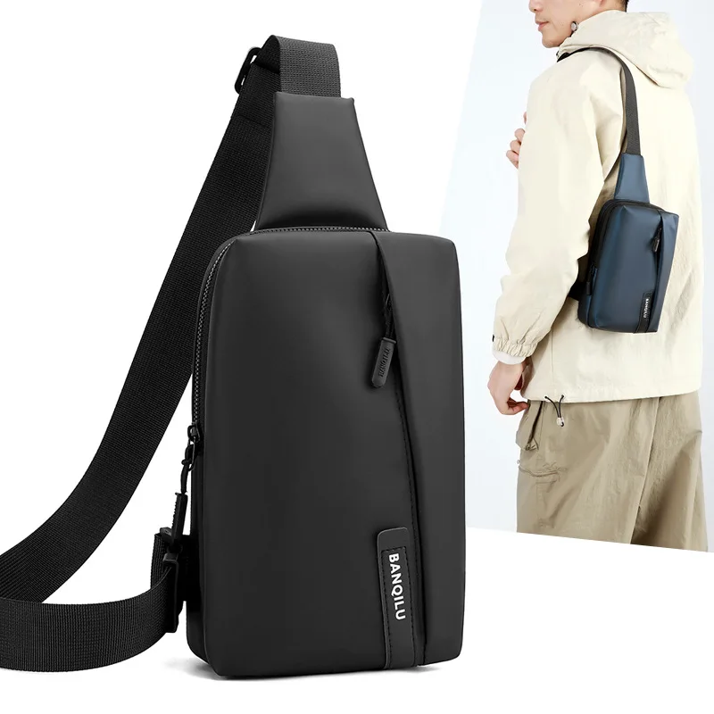 Durable Oxford fabric cycling men's chest bag, square crossbody bag, business lightweight men's single-shoulder bag