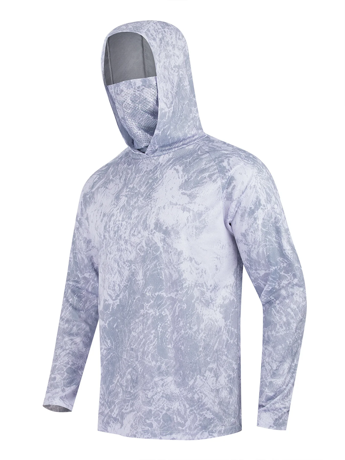 Quick-Dry Breathable Fishing Hoodie Men UV Protection Face Mask Neck Gaiter Anti-Mosquito Outdoor Sun Shirt Hooded Sportswear