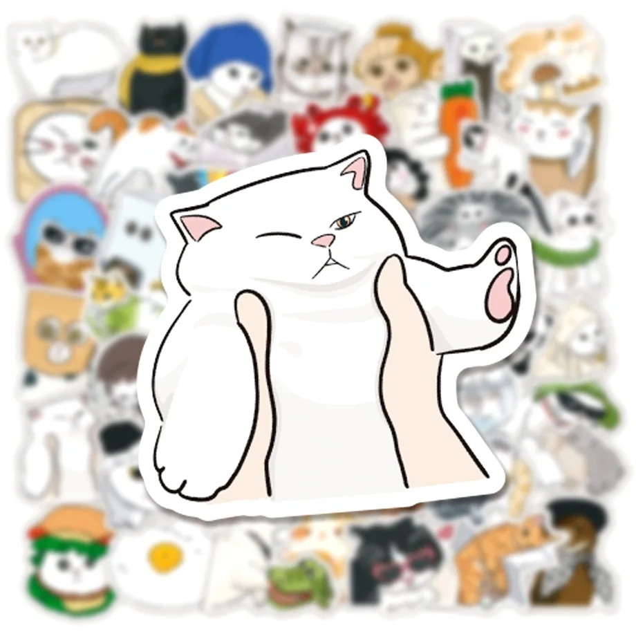 10/50Pcs Cute cat Cartoon Stickers Scrapbooking Notebook Water Bottle Laptop Luggage Skateboard Car Graffiti Toys Kids Sticker