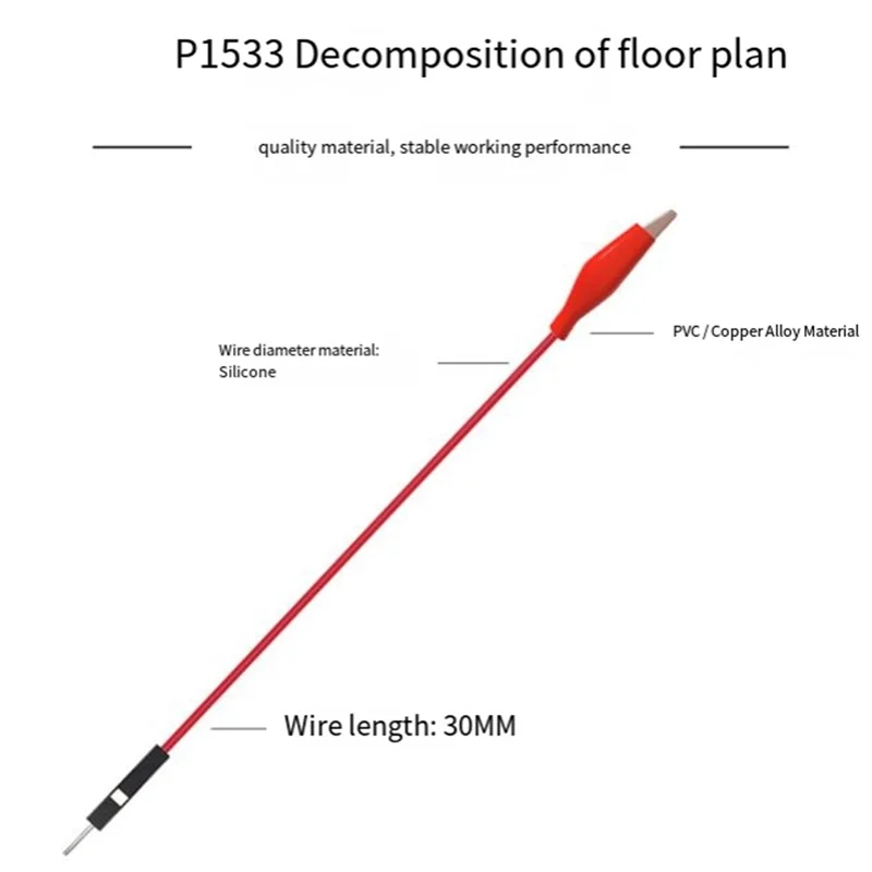 AT82-مقاطع التمساح لينة مرنة سيليكون موصلات اختبار ذكر أسلاك توصيل معزز للوحة الخبز للاختبار الكهربائي P1533