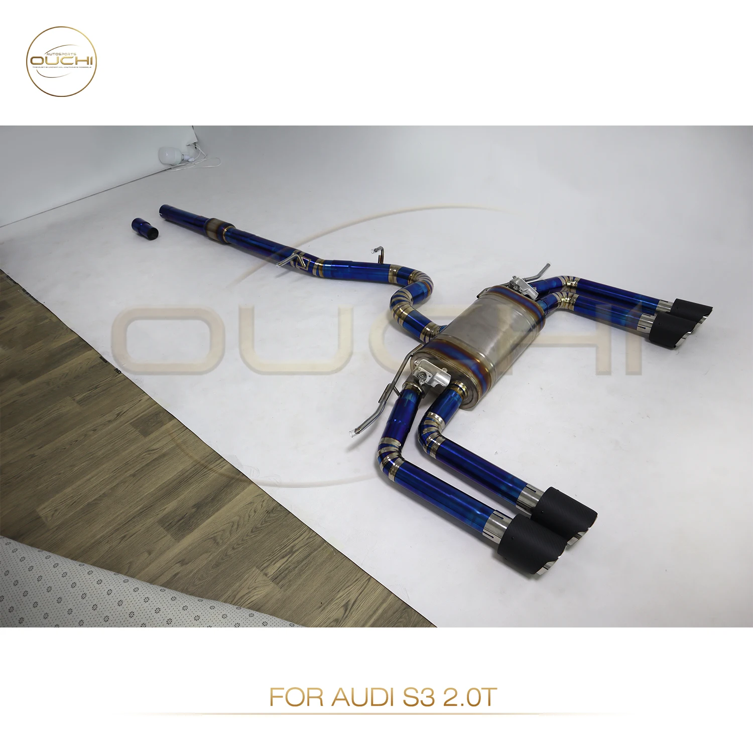 OUCHI  Titanium Alloy Exhaust System Performance Catback For Audi S3 2.0T Valve Muffler OEM Control